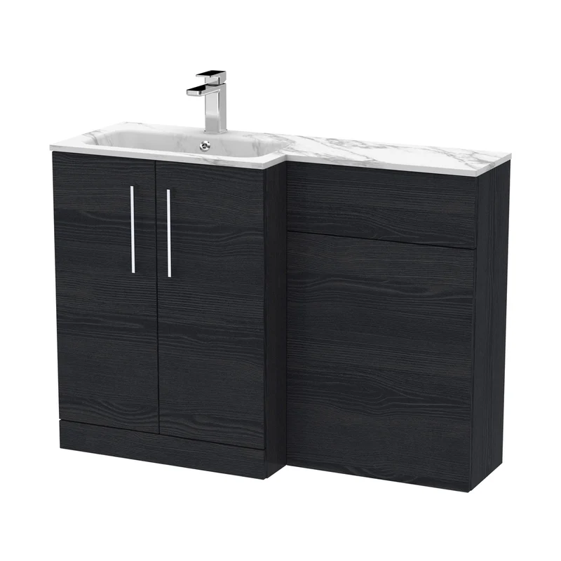 Nuie Arno 1100mm Left Hand Combination Contemporary Charcoal Black MFC Textured Woodgrain,stone 858x1105x390mm - ARN613L