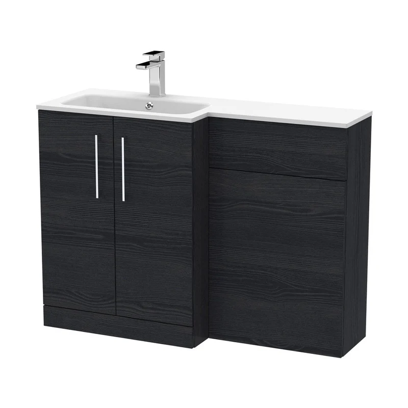 Nuie Arno 1100mm Left Hand Combination Contemporary Charcoal Black MFC Textured Woodgrain,stone 858x1105x390mm - ARN612L