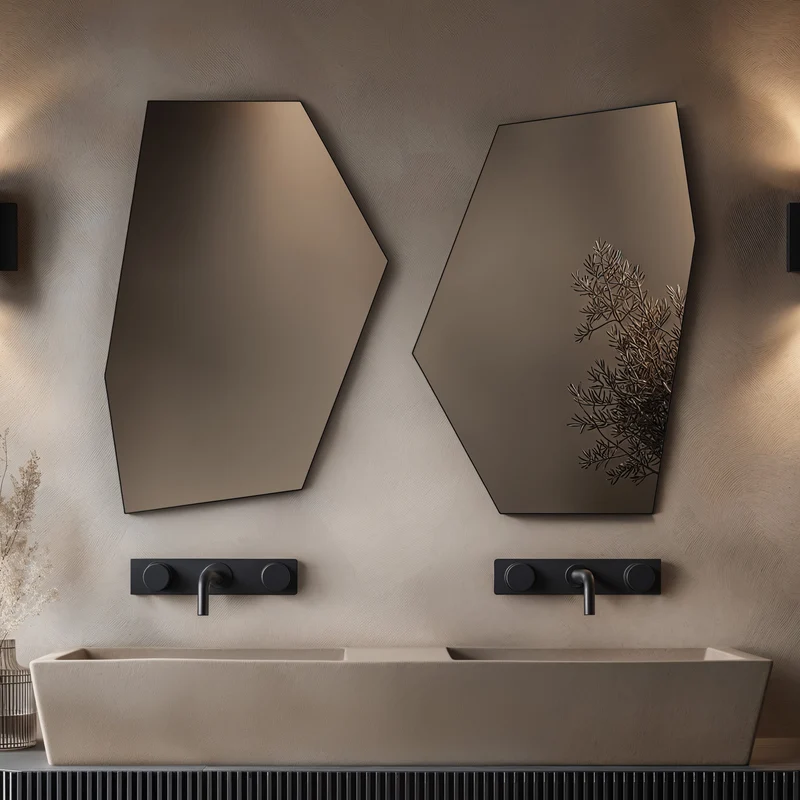 Origins Living Oslo Irregular Hexagon Mirror 55 x 80cm - Matt Black