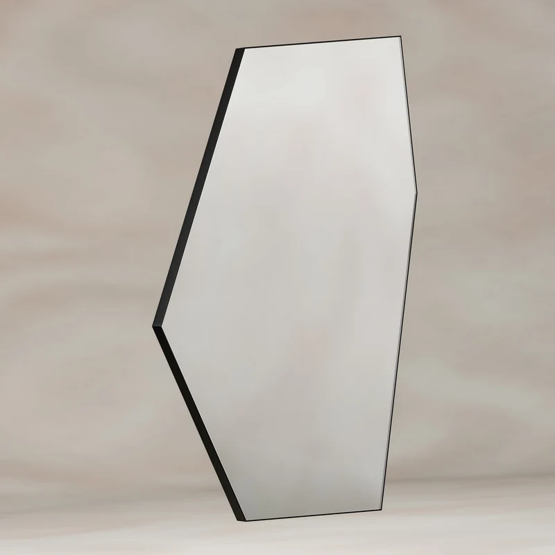 Origins Living Oslo Irregular Hexagon Mirror 55 x 80cm - Matt Black