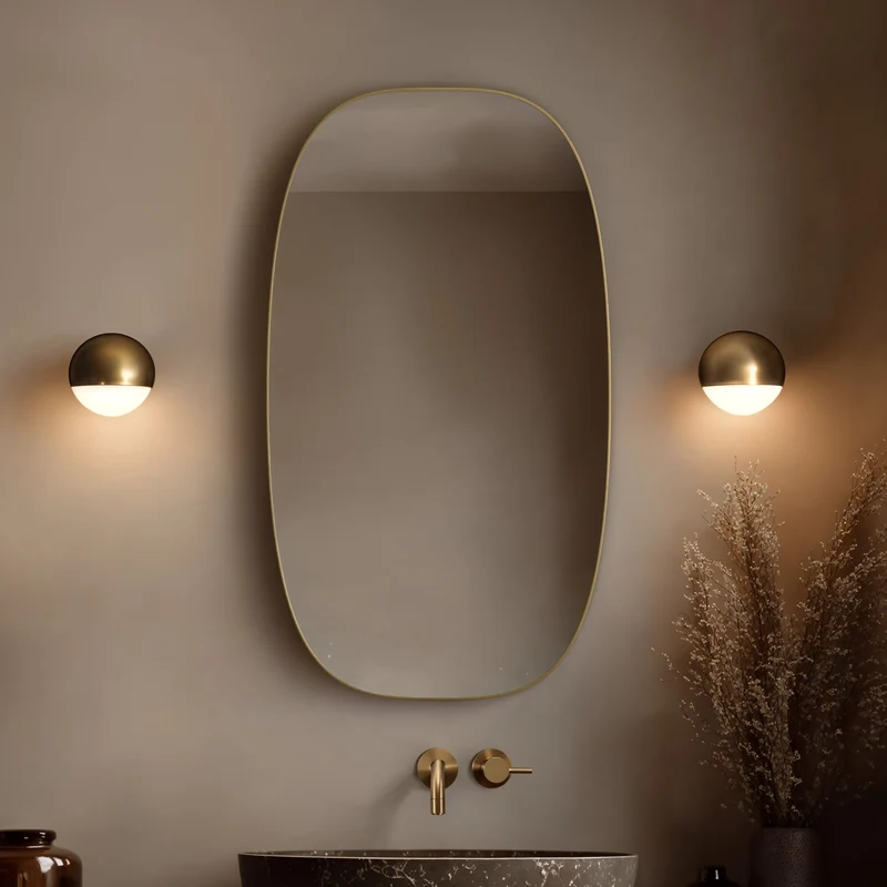 Origins Living Oslo Barrel Mirror 45 x 80cm - Brushed Brass