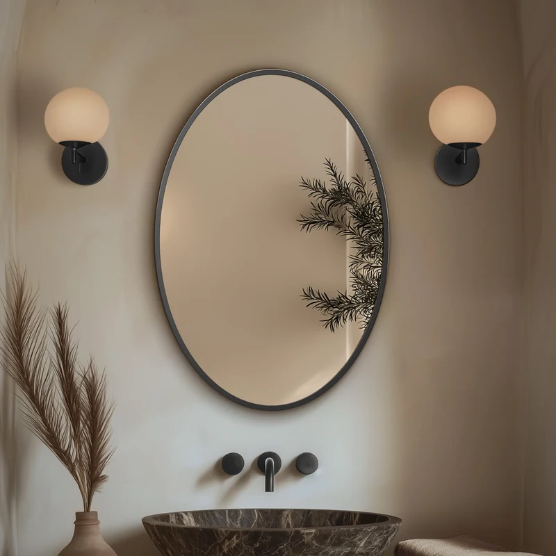 Origins Living Delphine Oval Mirror 55 x 80cm - Gunmetal
