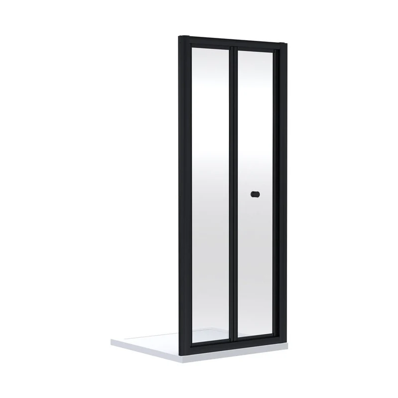 Nuie Rene 1900 X 800mm Bi-fold Shower Door Contemporary Matt Black Aluminium 1900x790x39mm