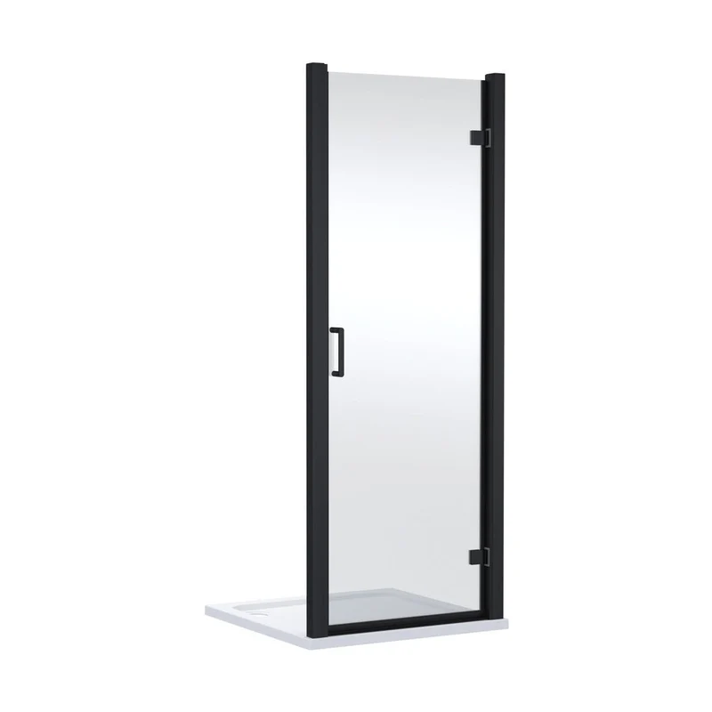 Nuie Lucie 800mm Hinged Shower Door- Matt Black Contemporary Aluminium,glass 1900x790x31mm