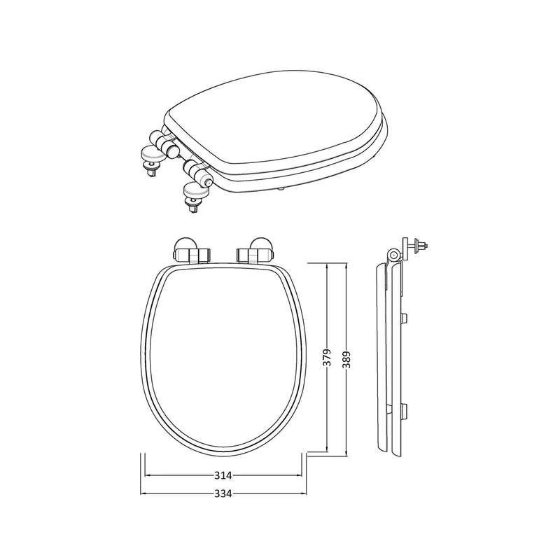 Nuie Legend Soft Close Wooden Toilet Seat Traditional Gloss White MDF Paint 58x371x455mm