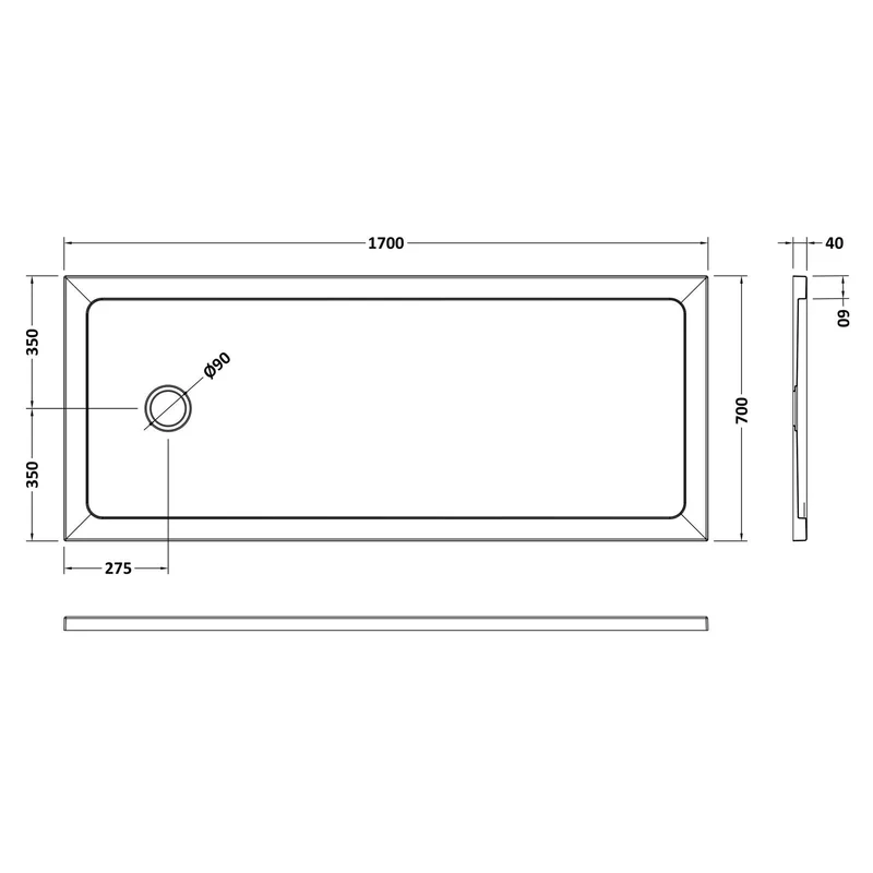 Vista 8mm Chrome 1850mm Walk-In Shower Screen with White Stone Resin Tray & Waste Bundle