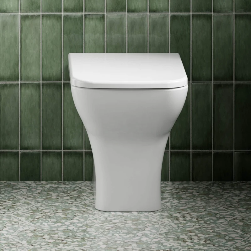 Eden Compact White WC Unit + Como Rimless Back To Wall Toilet Bundle With Square Chrome Flush Button