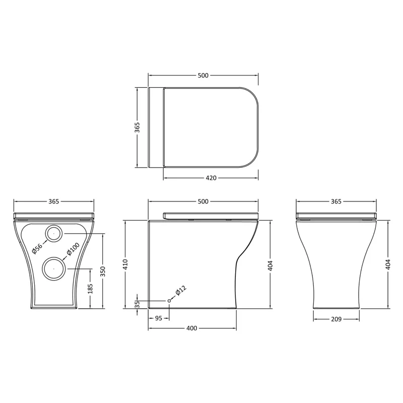 Eden Compact White WC Unit + Como Rimless Back To Wall Toilet Bundle With Square Chrome Flush Button