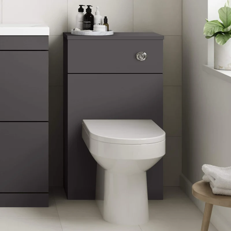 Eden Compact White WC Unit + Harmony Back To Wall Toilet Bundle With Square Chrome Flush Button