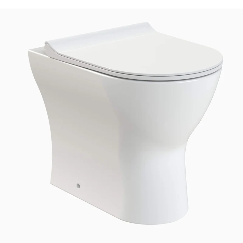 Eden Compact White WC Unit + Lana Rimless Back To Wall Toilet Bundle With Round Chrome Flush Button