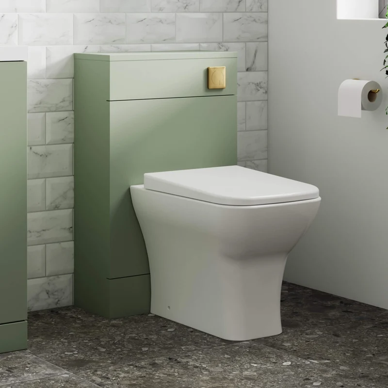 Eden Compact White WC Unit + Como Rimless Back To Wall Toilet Bundle With Round Chrome Flush Button