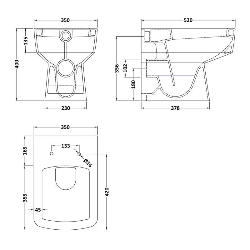 Eden Compact White WC Unit + Cape Back To Wall Toilet Bundle With Square Matt Black Flush Button