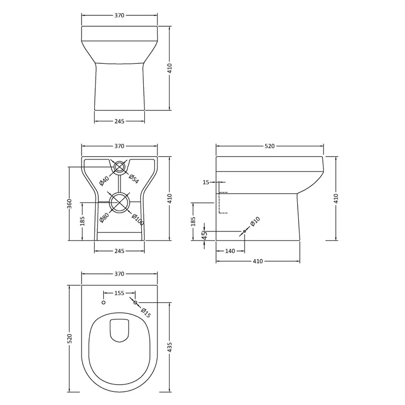 Eden Compact White WC Unit + Harmony Back To Wall Toilet Bundle With Square Matt Black Flush Button