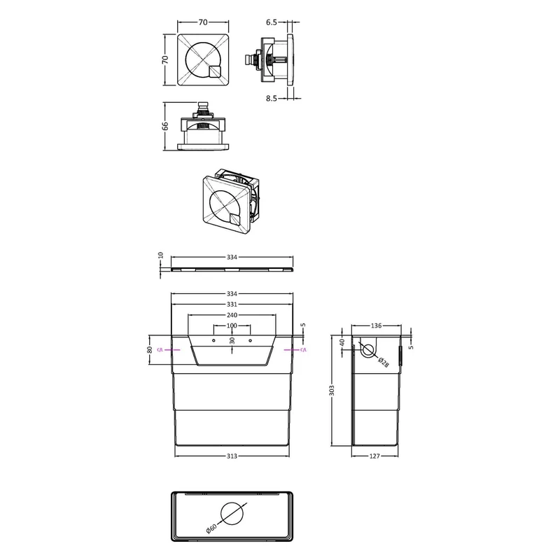 Eden Compact White WC Unit + Lana Rimless Back To Wall Toilet Bundle With Square Chrome Flush Button