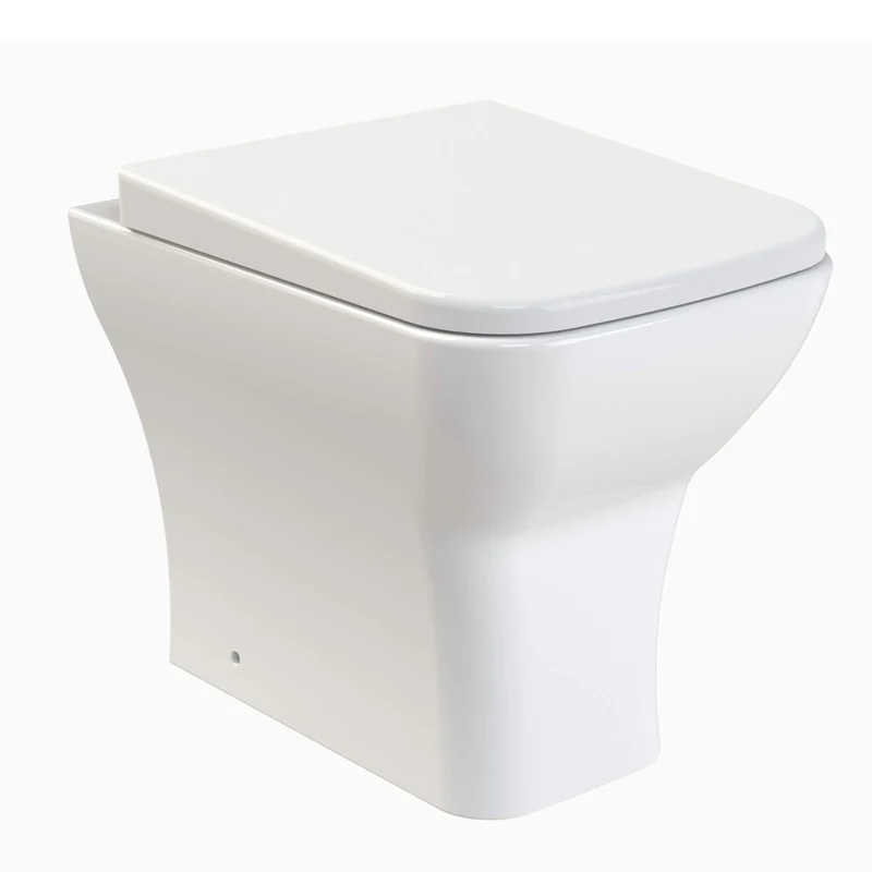 Eden Compact White WC Unit + Como Rimless Back To Wall Toilet Bundle With Square Matt Black Flush Button