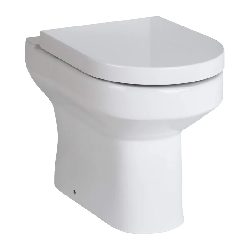 Eden Compact White WC Unit + Harmony Back To Wall Toilet Bundle With Round Chrome Flush Button