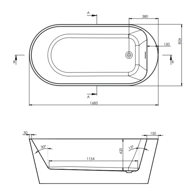 Garda Freestanding Bath 1700 x 800mm - White