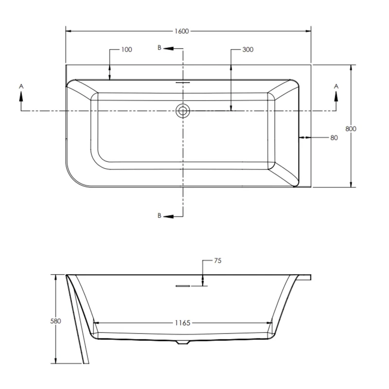 Como Corner Freestanding Bath 1600 x 800mm, Right Hand - White
