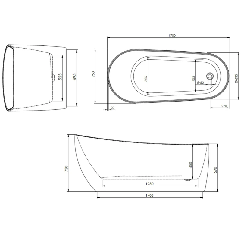 Souk Freestanding Bath 1700 x 750mm - White