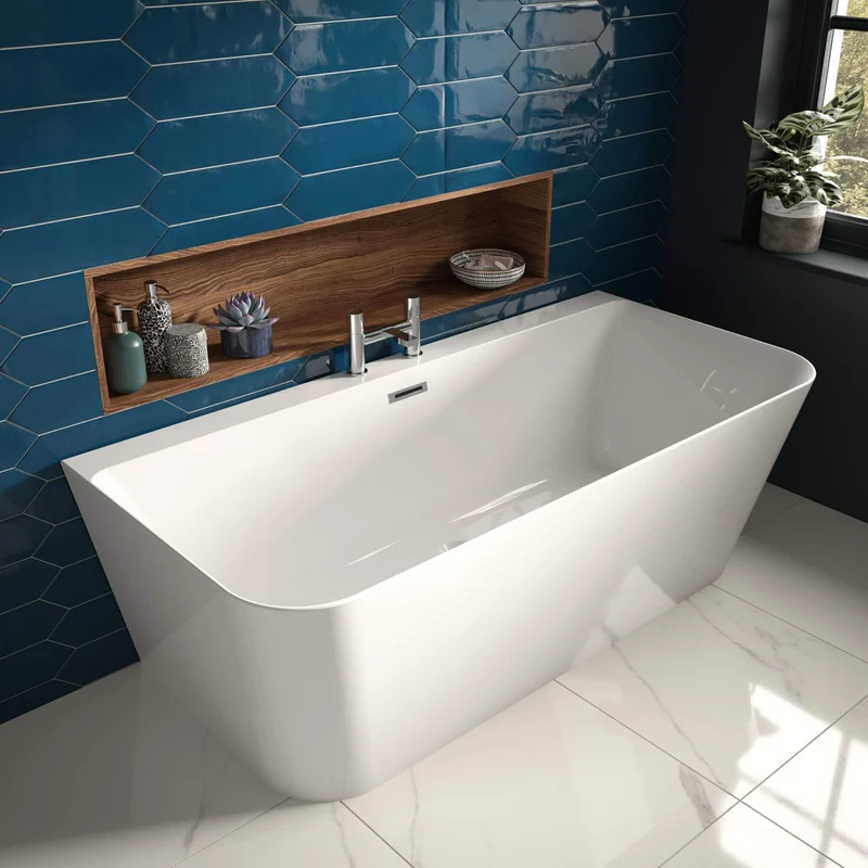D-Shape Back To Wall Freestanding Bath 1700 x 800mm - White
