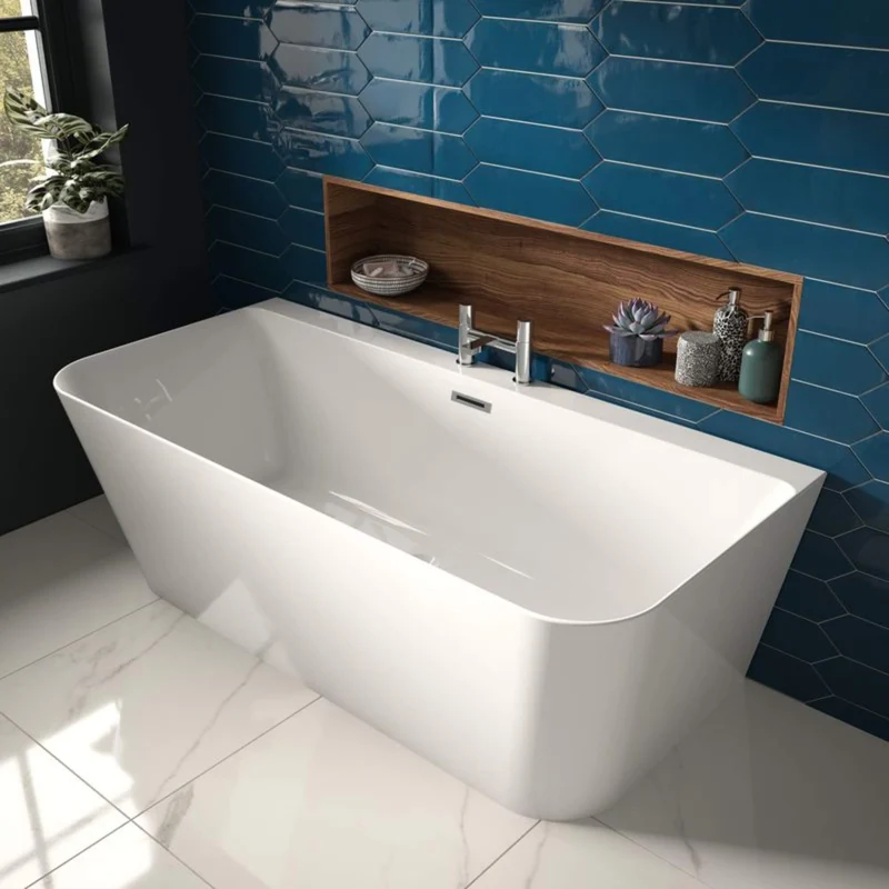 D-Shape Back To Wall Freestanding Bath 1800 x 800mm - White
