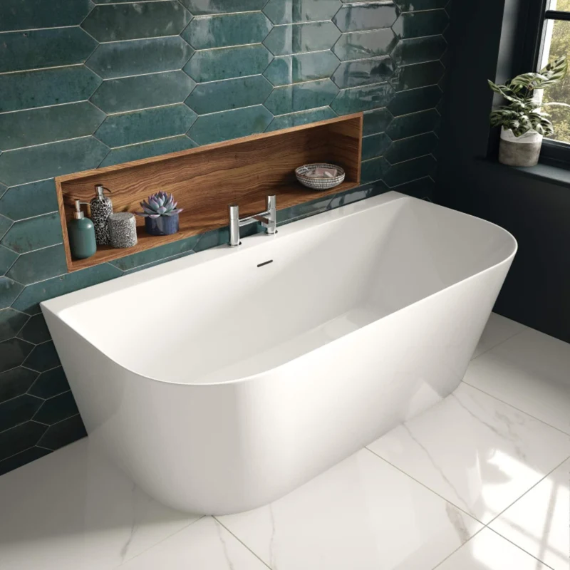 D-Shape Back To Wall Freestanding Bath 1700 x 800mm - White