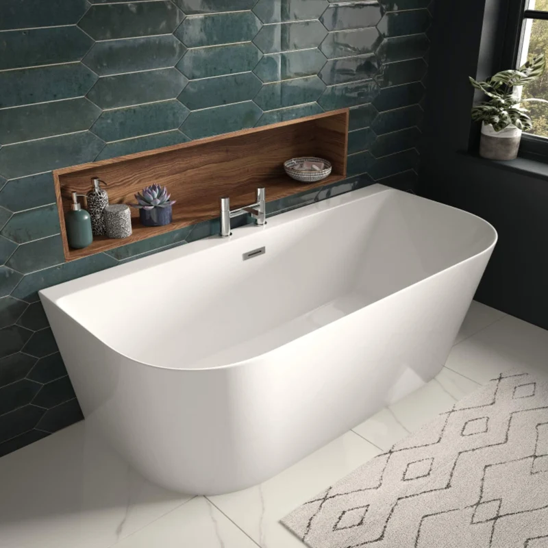D-Shape Back To Wall Freestanding Bath 1700 x 800mm - White