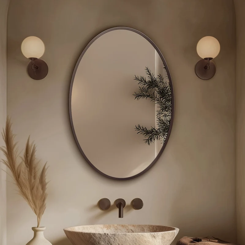 Origins Living Delphine Oval Mirror 55 x 80cm - Brushed Bronze
