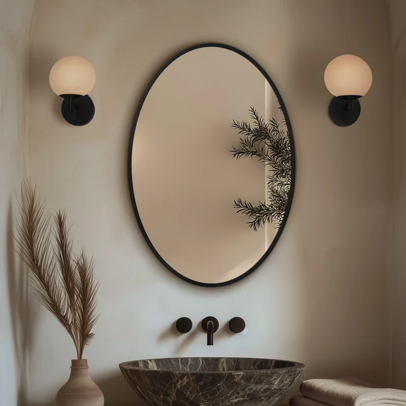 Origins Living Delphine Oval Mirror 55 x 80cm - Matt Black
