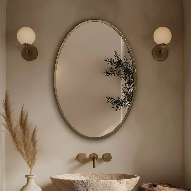 Origins Living Delphine Oval Mirror 55 x 80cm - Brushed Brass