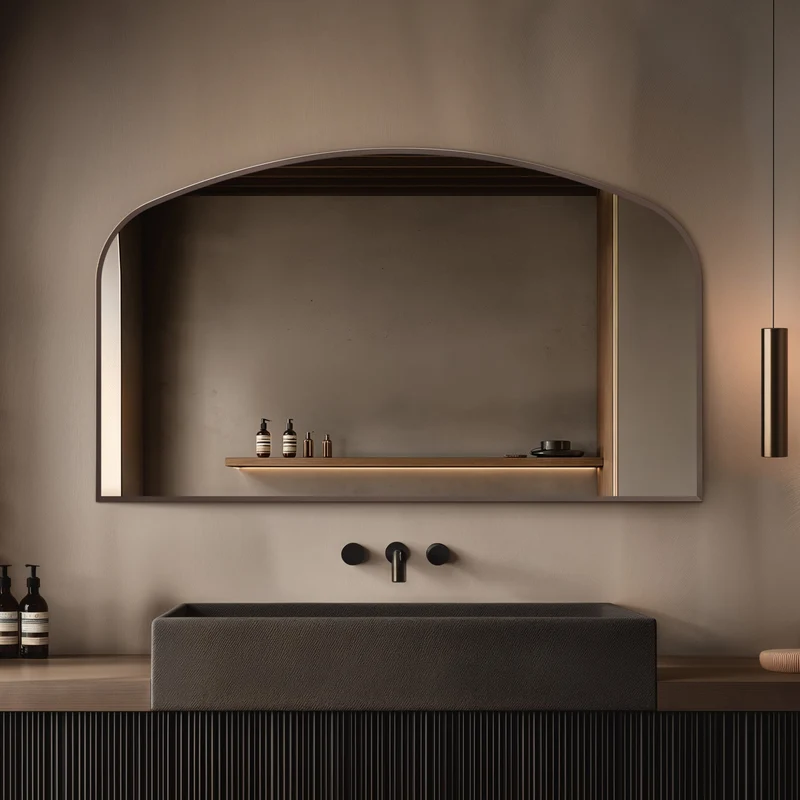 Origins Living Delphine Overmantle Arch Mirror 120 x 70cm - Brushed Bronze