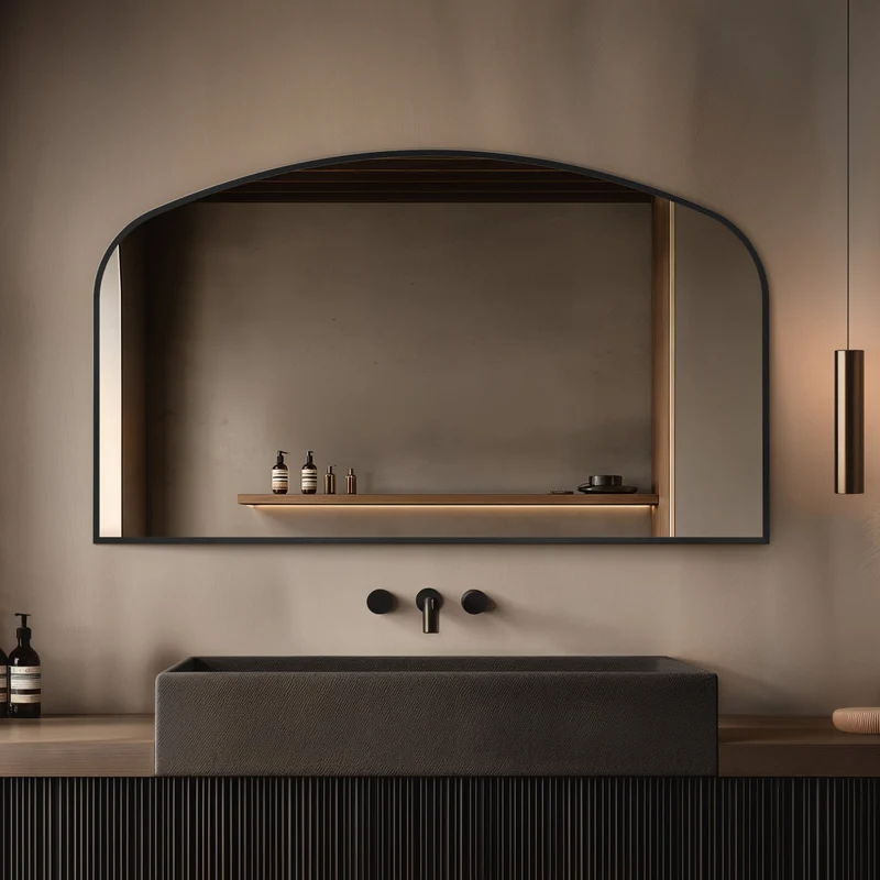 Origins Living Delphine Overmantle Arch Mirror 120 x 70cm - Matt Black