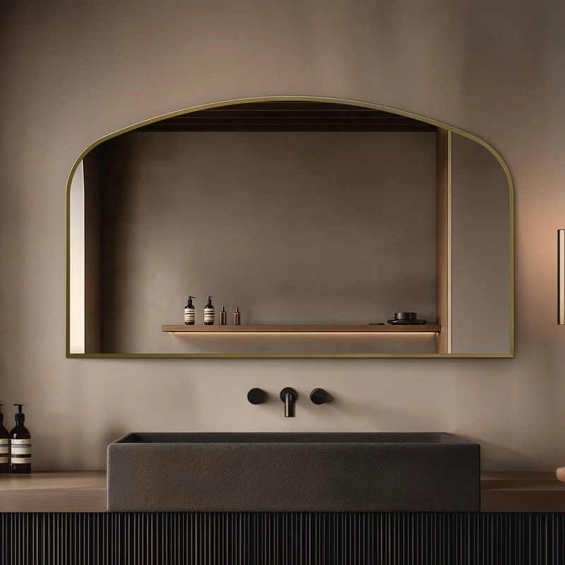 Origins Living Delphine Overmantle Arch Mirror 120 x 70cm - Brushed Brass