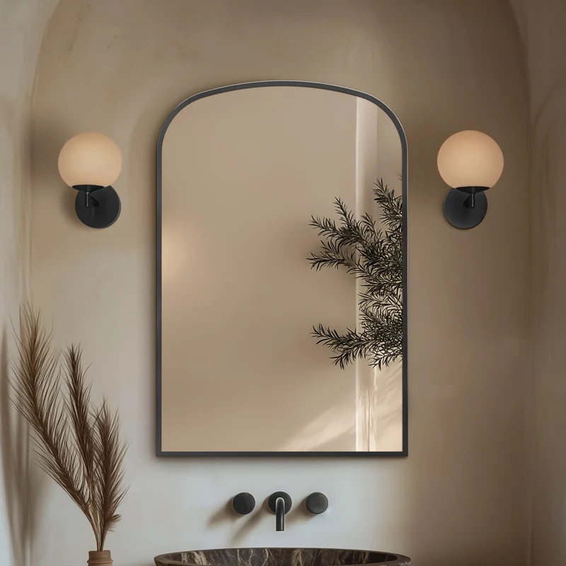 Origins Living Delphine Overmantle Arch Mirror 60 x 90cm - Gunmetal