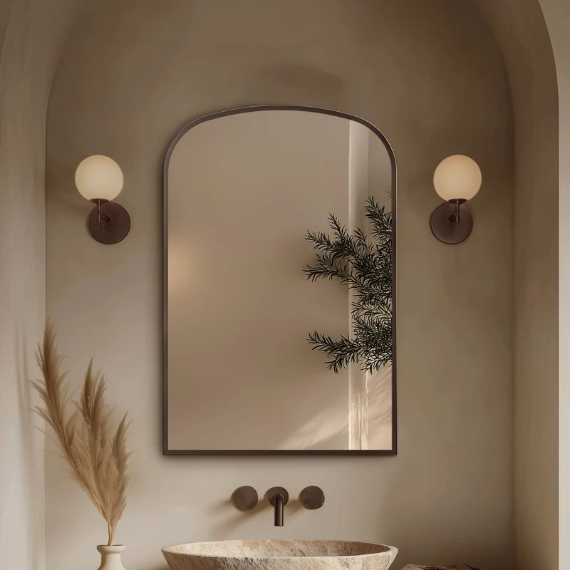 Origins Living Delphine Overmantle Arch Mirror 60 x 90cm - Brushed Bronze