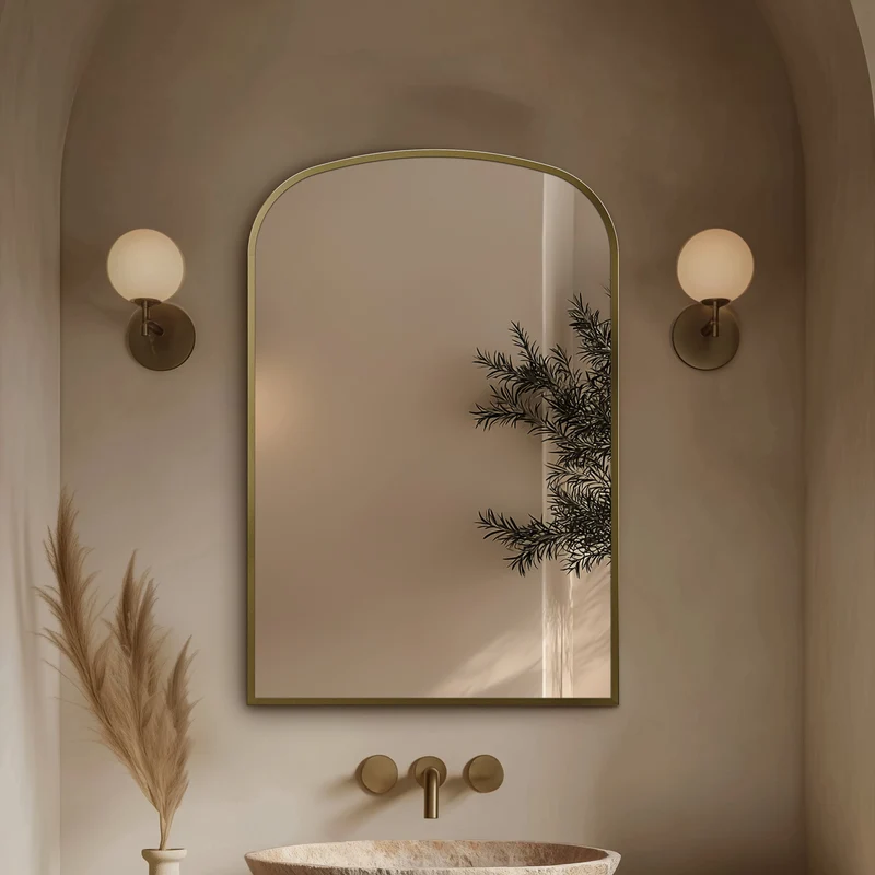 Origins Living Delphine Overmantle Arch Mirror 60 x 90cm - Brushed Brass