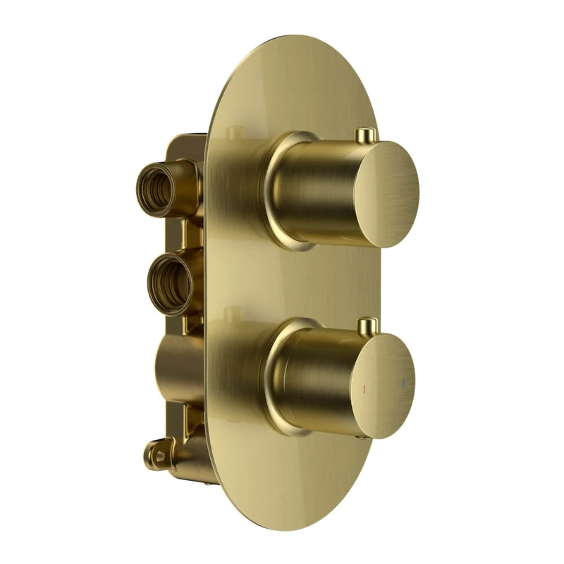 Lux Concealed Shower Set With Handset Kit, Slimline 250mm Overhead Shower & 120mm Ceiling Arm - Brushed Brass