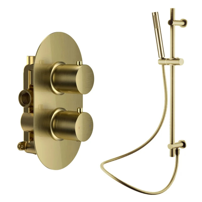 Lux Concealed Shower Set With Slide Rail Shower Handset Kit - Brushed Brass