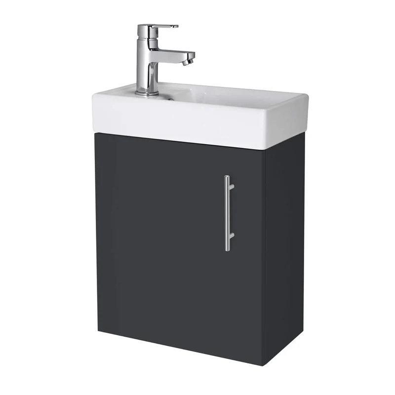 Jenson 400 x 222mm Wall Hung Cloakroom Vanity Unit & Ceramic Basin - Soft Black