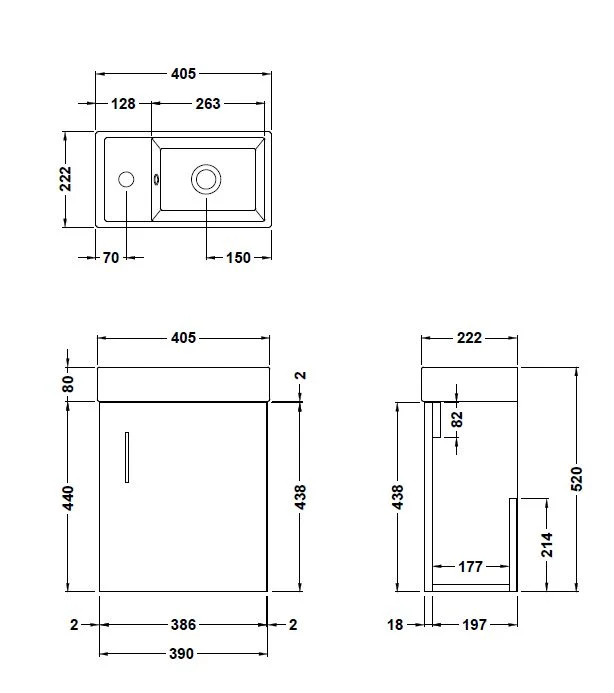 Jenson 400 x 222mm Wall Hung Cloakroom Vanity Unit & Ceramic Basin - Soft Black