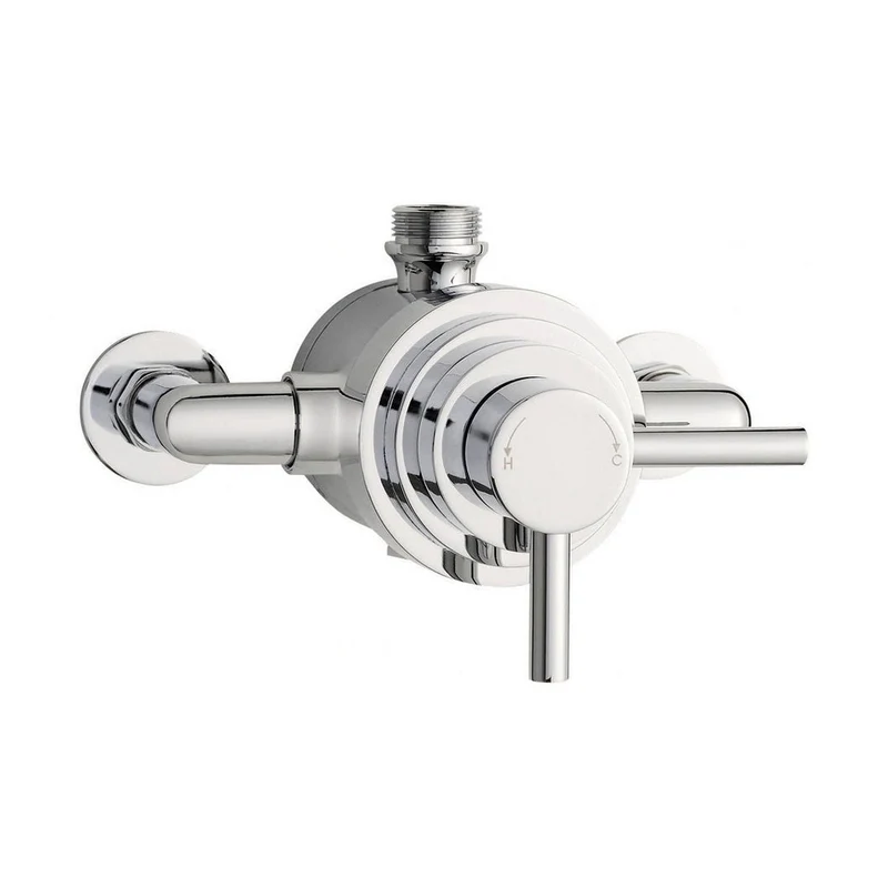 Hudson Reed Tec Dual Exposed Thermostatic Shower Valve Contemp Chrome Brass 140x155x140mm