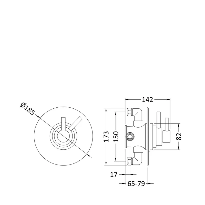 Hudson Reed Tec Dual Concealed Thermostatic Shower Valve Contemp Chrome Brass 185x185x142mm
