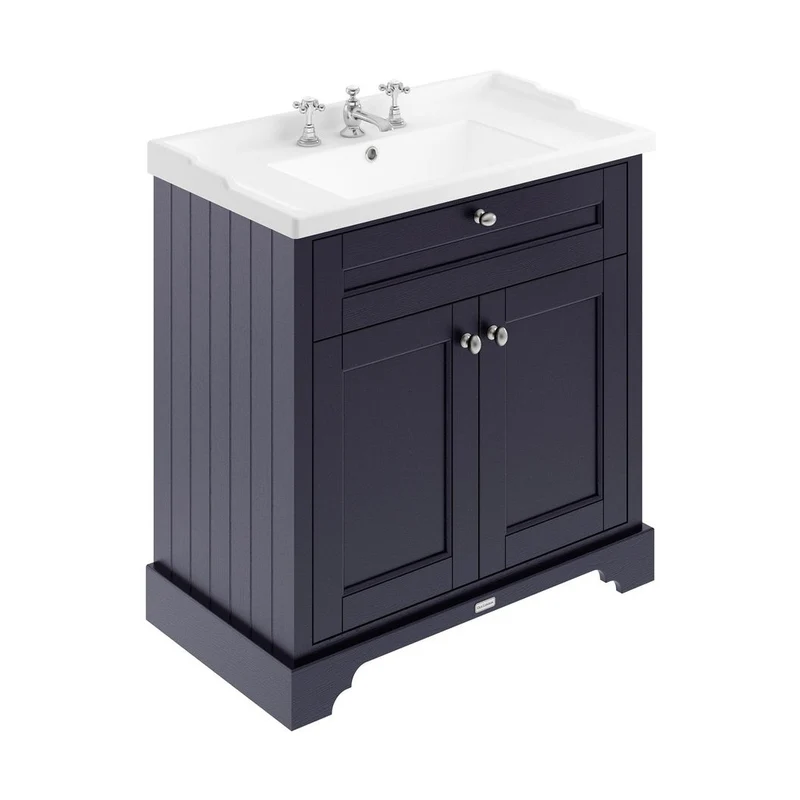 Hudson Reed Old London 800mm Cabinet & Basin (3th) Trad Twilight Blue MDF Vinyl Textured Woodgrain 868x820x470mm