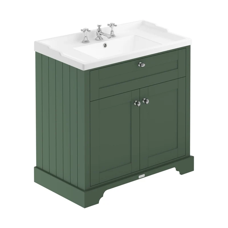 Hudson Reed Old London 800mm Cabinet & Basin (3th) Trad Hunter Green MDF Vinyl Smooth Matt 868x820x470mm