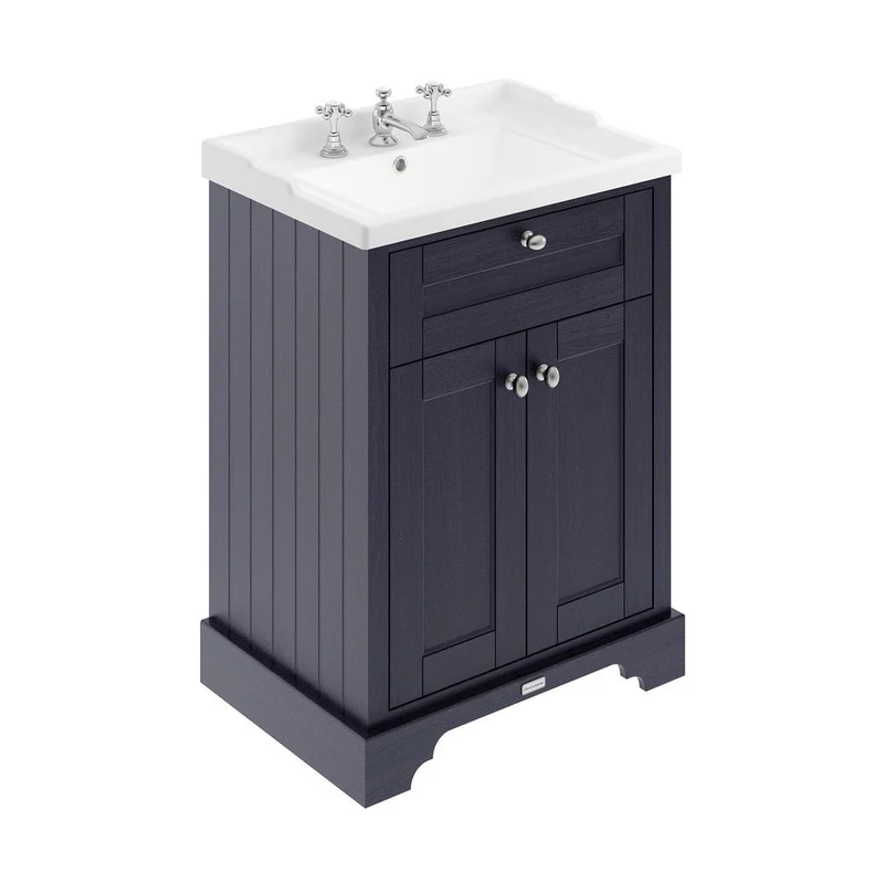 Hudson Reed Old London 600mm Cabinet & Basin (3th) Trad Twilight Blue MDF Vinyl Textured Woodgrain 868x620x470mm
