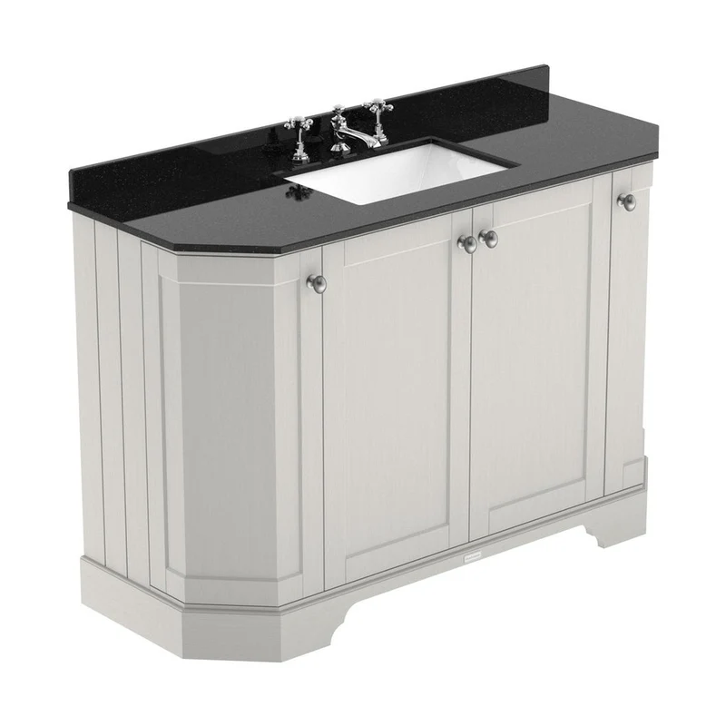 Hudson Reed Old London 1200mm 4-door Angled Unit & Marble Top 3th Trad Timeless Sand MDF Vinyl Textured Woodgrain 888x1236x470mm - LOF459