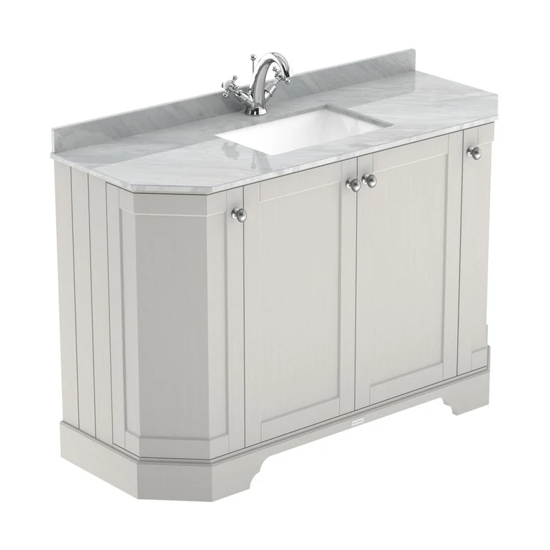 Hudson Reed Old London 1200mm 4-door Angled Unit & Marble Top 1th Trad Timeless Sand MDF Vinyl Textured Woodgrain 888x1236x470mm - LOF460