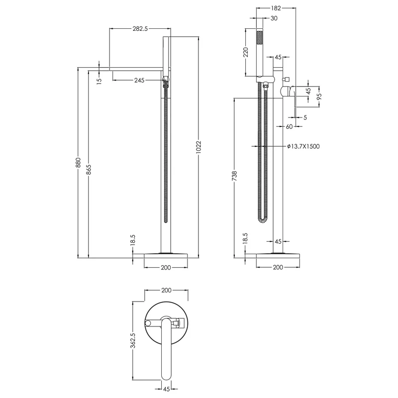 Capri Brushed Brass Freestanding Bath Shower Mixer Tap