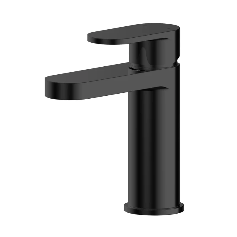 Capri Matt Black Basin Mixer Tap With Push Button Waste