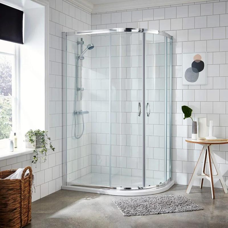 Lisbon 5mm Offset Quadrant Shower Enclosure - 1000 x 800mm, 1850mm High, Chrome